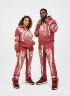 Men’s Full-Zip Hoodie & Sweatpants Set – 350 GSM Heavy Cotton – Acid Wash Tracksuit for Winter