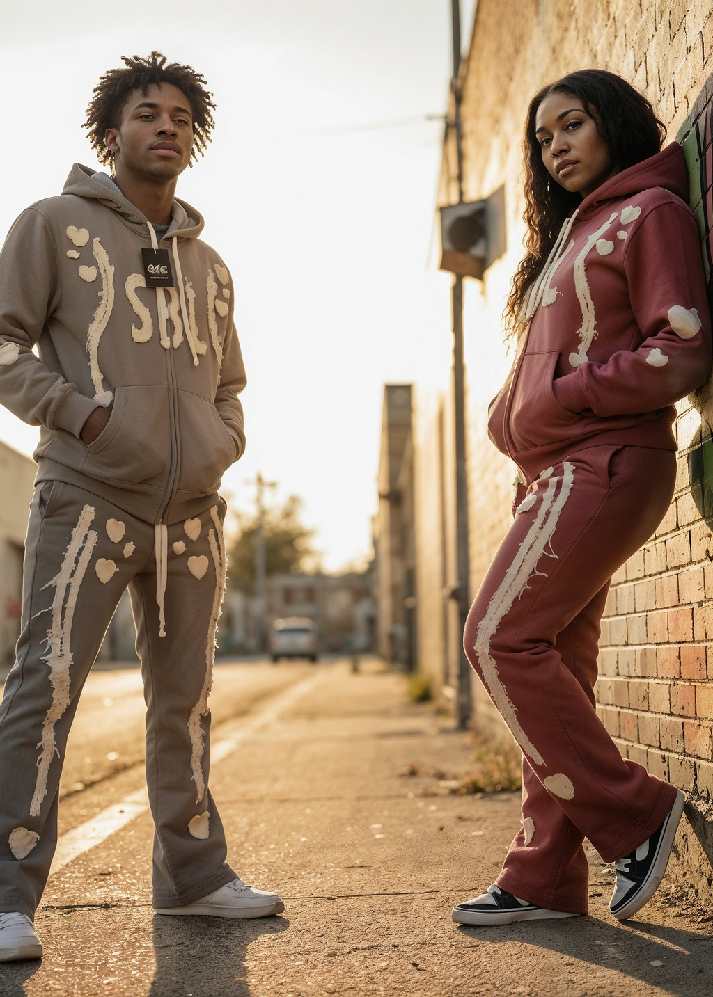 Men’s Full-Zip Hoodie & Sweatpants Set – 350 GSM Heavy Cotton – Acid Wash Tracksuit for Winter